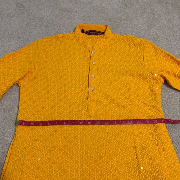 [NEW] Indian Pakistani Men Kurta Top Yellow Small - Picture 4 of 9